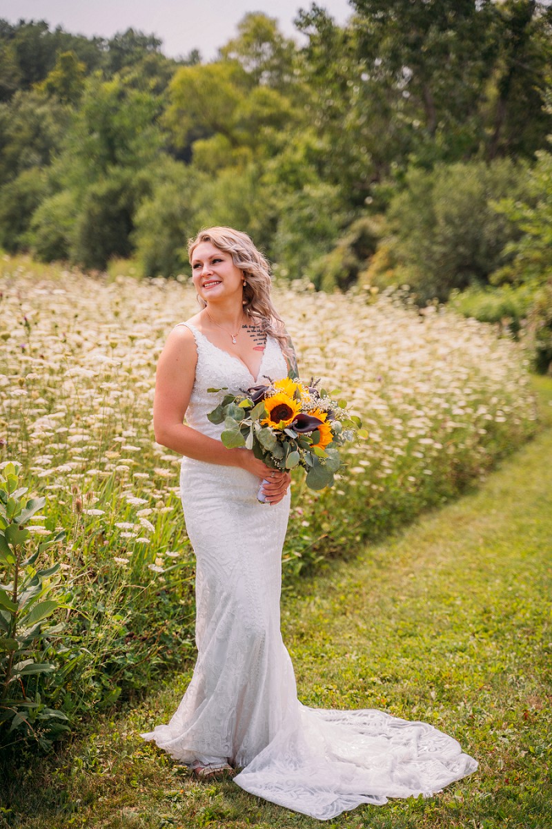 bride portrait in field in caistorville