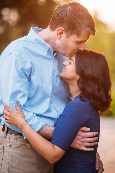 forehead kiss engagement photo