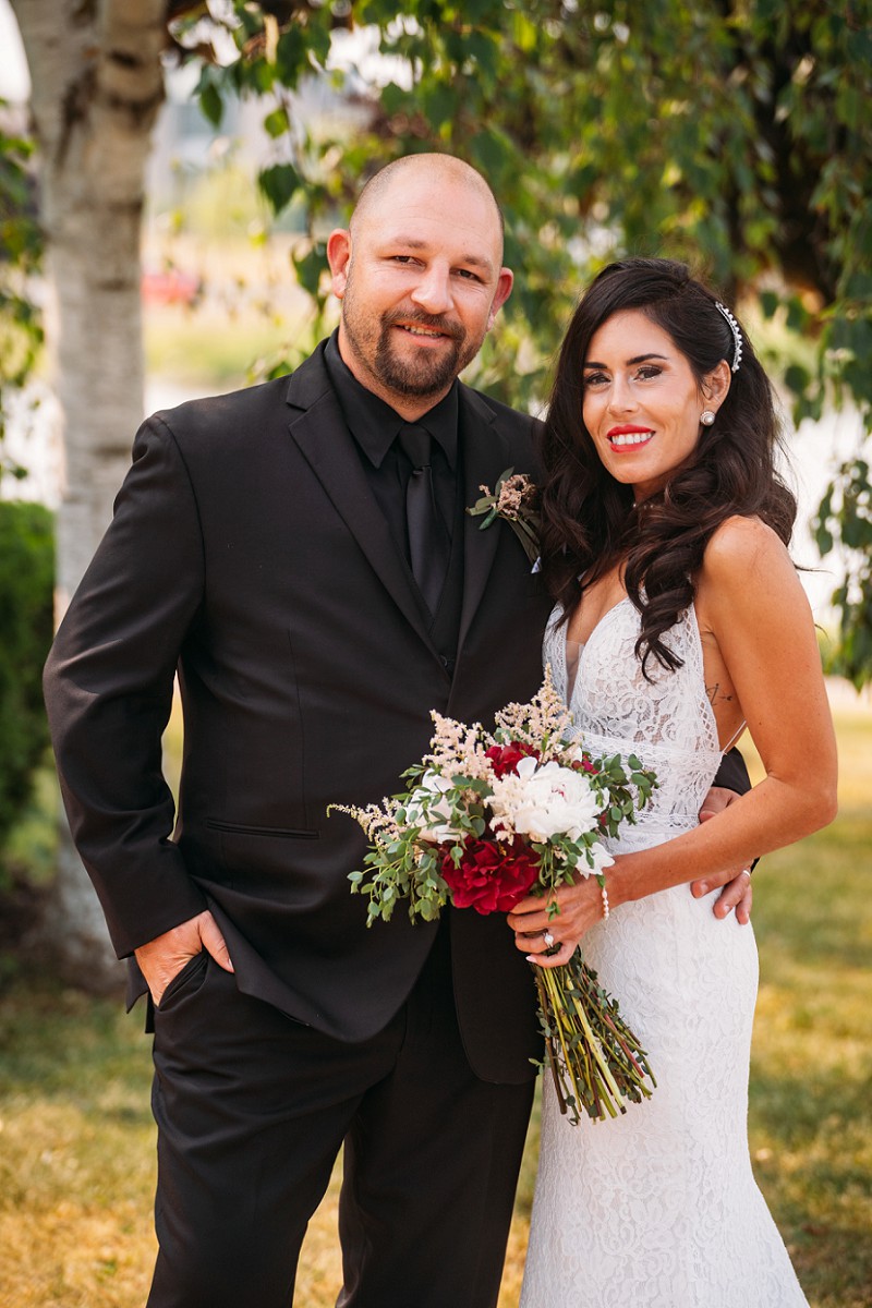 wainfleet engagement with couple looking at camera