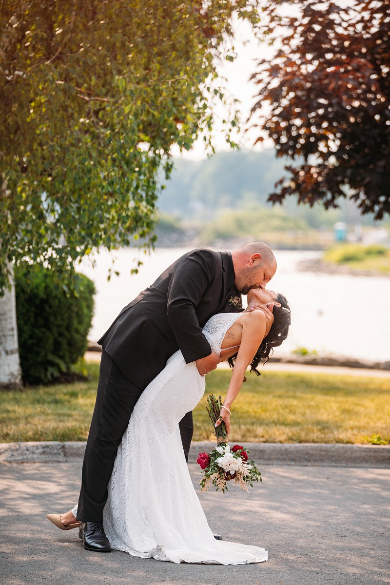 wainfleet engagement with couple looking at camera