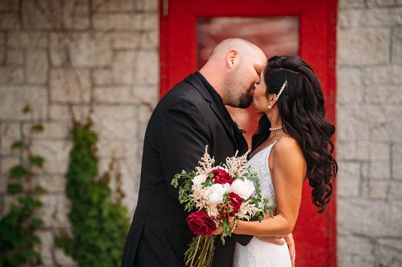 wainfleet engagement with couple looking at camera