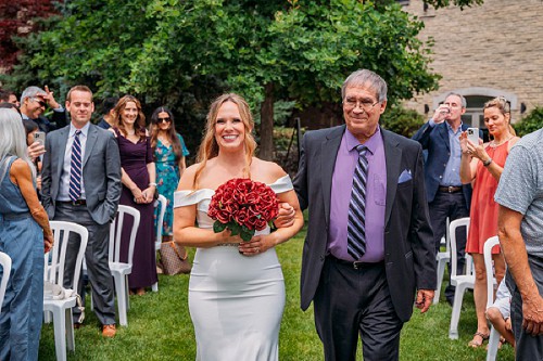 bride walking with father