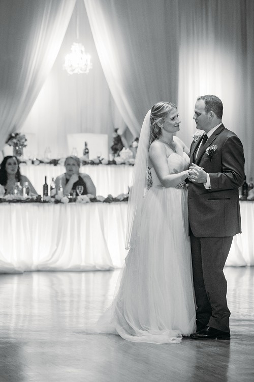 first dance at john michaels in black and white