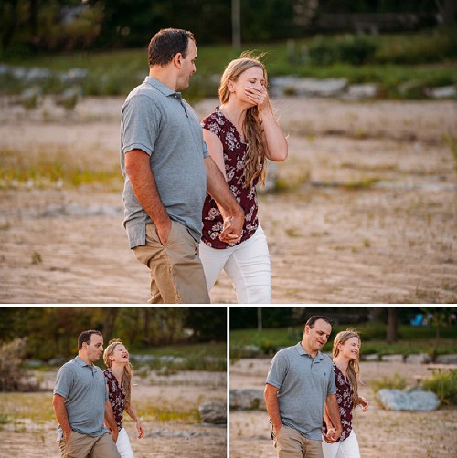 couple walking and laughing