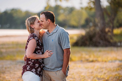 couple almost kissing