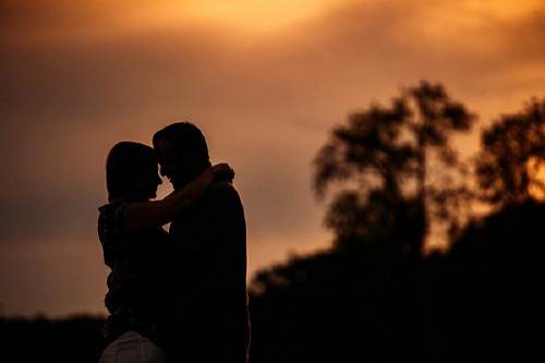 sunset silhouette engagement