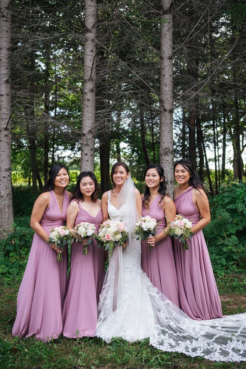 bridesmaids in the forest