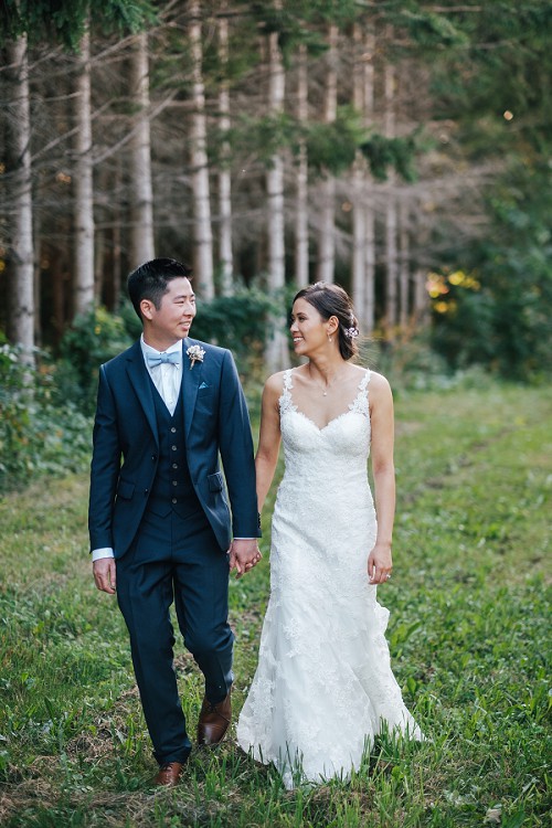 bride and groom walking