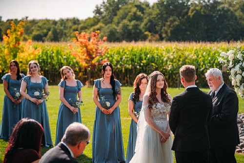 bride and bridesmaids during wedding ceremony