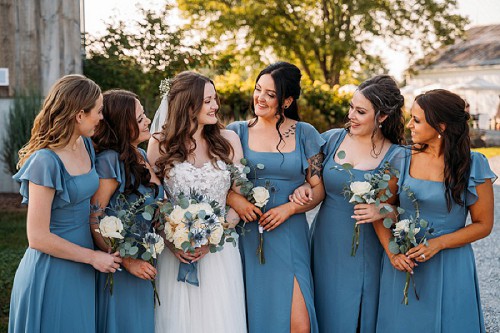 bridesmaids laughing