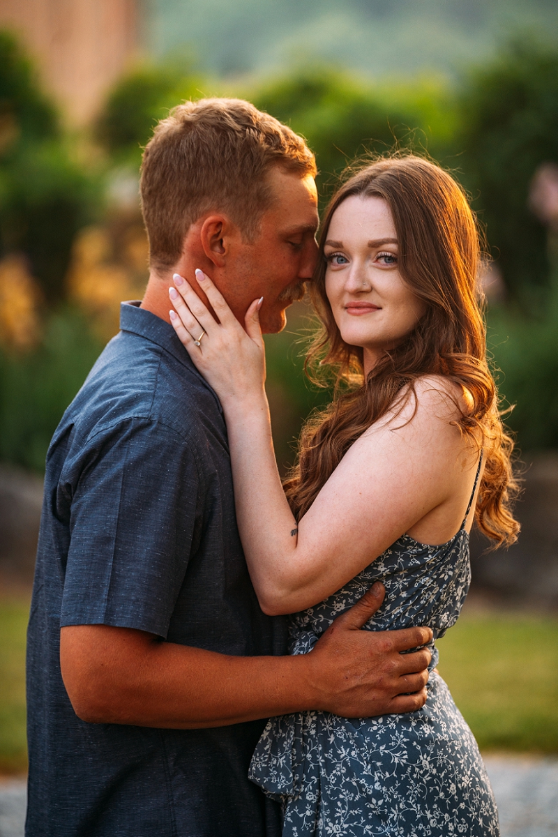engagement shoot with girl looking at camera