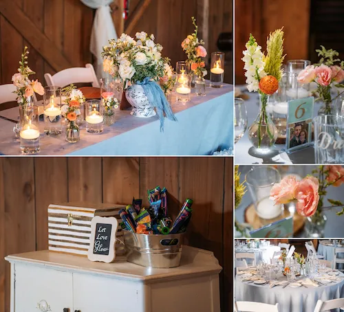 Maple Meadows wedding decor in the barn