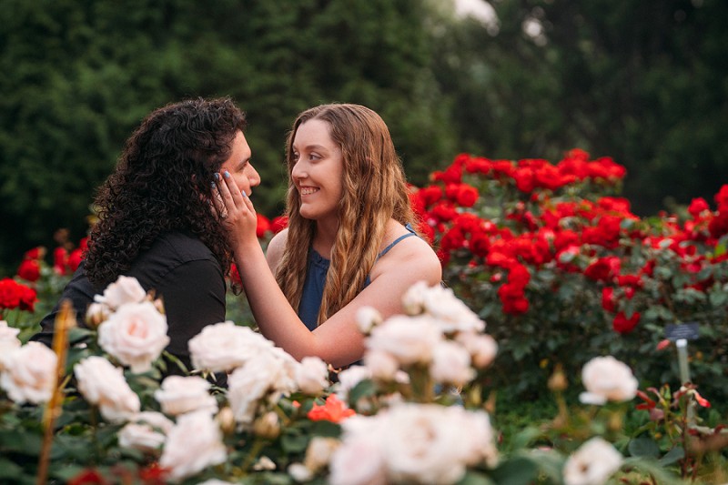 couple in rose garden