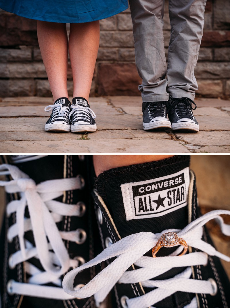 engagement ring on Converse sneakers