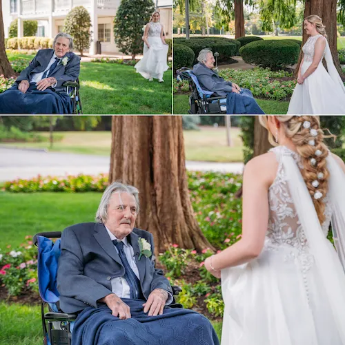 Touching moment between bride and her father before ceremony