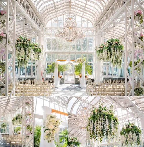 The Conservatory decorated for wedding ceremony, The Madison Hotel, NJ