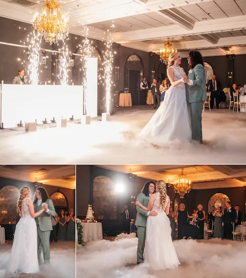 bride and groom first dance at the madison hotel with sparklers