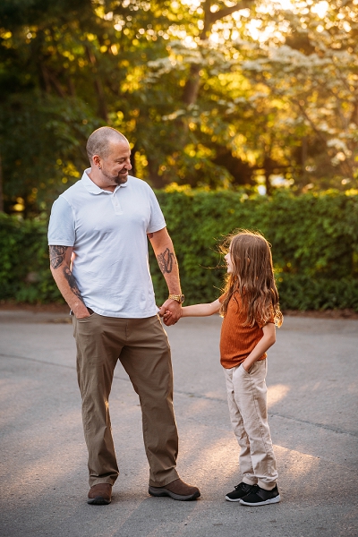 father and son in same pose