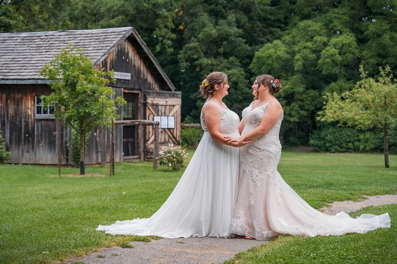 balls falls wedding two brides