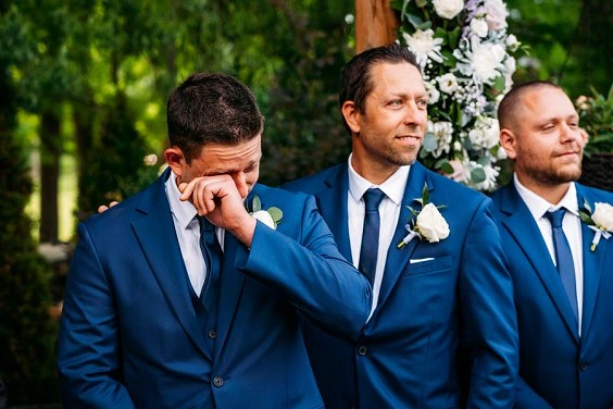 Club Roma outdoor garden ceremony groom crying